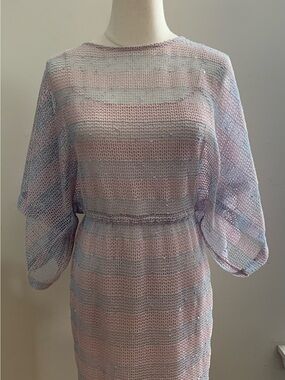 Plenty by Tracy Reese Pastel Pink and Light Blue Striped Mini Dress